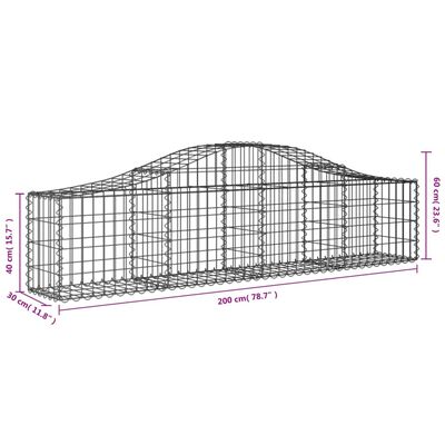 vidaXL kaarekujulised gabioonkorvid 15 tk, 200x30x40/60 cm, raud