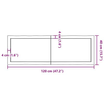 vidaXL lauaplaat, 120x40x(2-4) cm, täispuit, naturaalsed servad