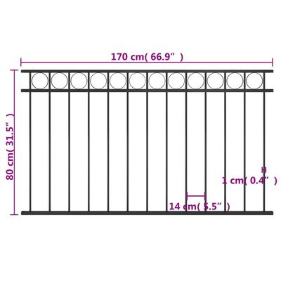 vidaXL aiapaneel, teras, 1,7 x 0,8 m, must