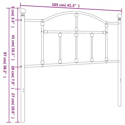 vidaXL metallist voodipeats, must, 100 cm