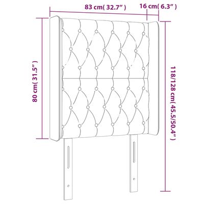 vidaXL LED-voodipeats, tumehall, 83x16x118/128 cm, samet