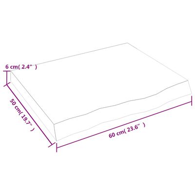 vidaXL lauaplaat, 60 x 50 x (2-6) cm, töötlemata tammepuit