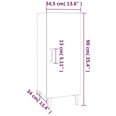 vidaXL puhvetkapp, must, 34,5x34x90 cm, tehispuit