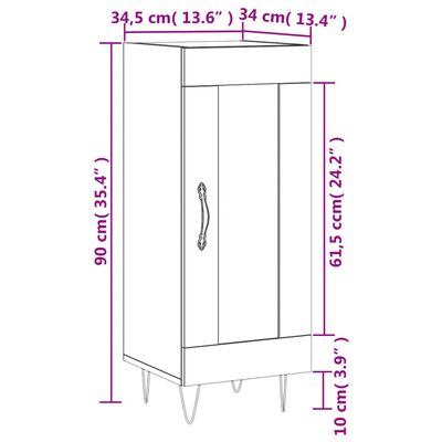 vidaXL puhvetkapp, hall Sonoma tamm, 34,5x34x90 cm, tehispuit