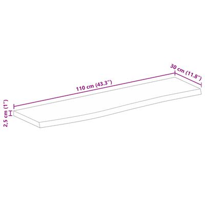 vidaXL lauaplaat, naturaalse servaga, 110x30x2,5 cm, mangopuit