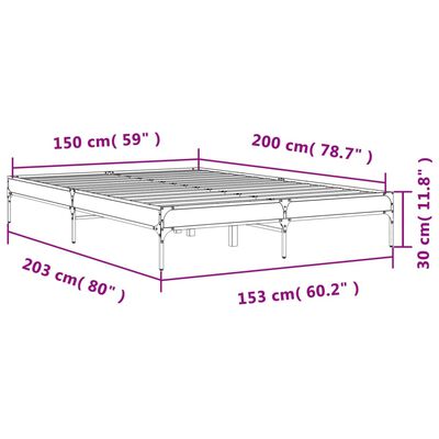 vidaXL voodiraam, suitsutatud tamm, 150 x 200 cm, tehispuit ja metall