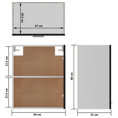 vidaXL köögikapid 2 tk, must 50 x 31 x 60 cm, puitlaastplaat