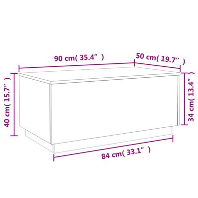 vidaXL LED-tuledega kohvilaud, suitsutatud tamm, 90x50x40 cm