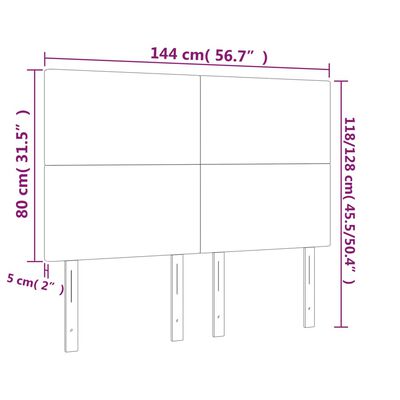 vidaXL LED-voodipeats, valge, 144x5x118/128 cm, kunstnahk