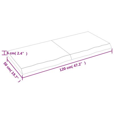 vidaXL seinariiul, helepruun, 120 x 50 x (2-6) cm, töödeldud tammepuit