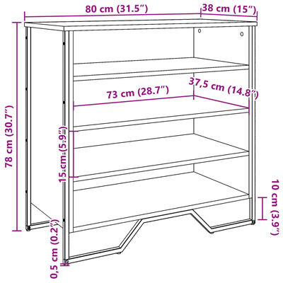 vidaXL kingakapp, hall Sonoma tamm, 80 x 38 x 78 cm, tehispuit