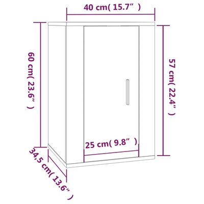 vidaXL seinale paigaldatavad telerikapid 2 tk, 40x34,5x60 cm