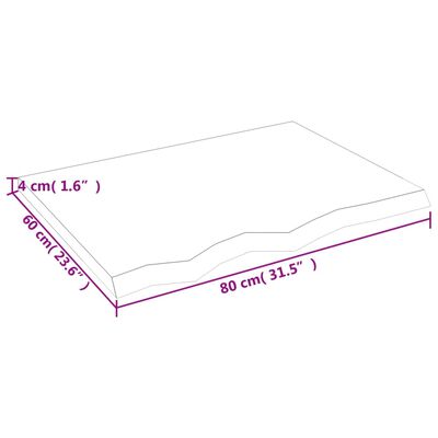 vidaXL lauaplaat, helepruun, 80x60x(2-4) cm, töödeldud tammepuit