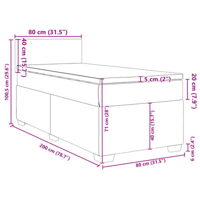 vidaXL kontinentaalvoodi madratsiga, must, 80x200 cm, samet