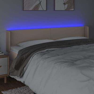 vidaXL LED-voodipeats Cappuccino 183x16x78/88 cm kunstnahk