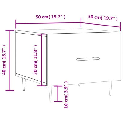 vidaXL kohvilaud, 2 tk, valge, 50 x 50 x 40 cm, tehispuit