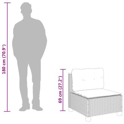 vidaXL 5-osaline aiamööblikomplekt istmepatjadega, polürotang, hall