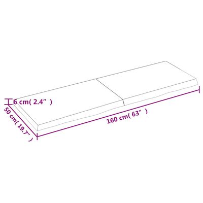 vidaXL lauaplaat, helepruun, 160 x 50 x (2-6) cm, töödeldud tammepuit