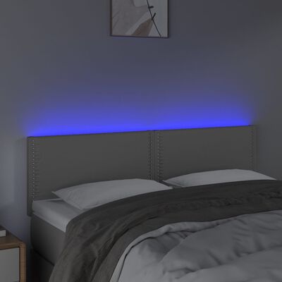 vidaXL LED-voodipeats, hall, 144x5x78/88 cm, kunstnahk