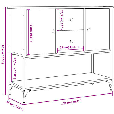 vidaXL puhvetkapp, must, 100 x 36 x 85 cm, tehispuit