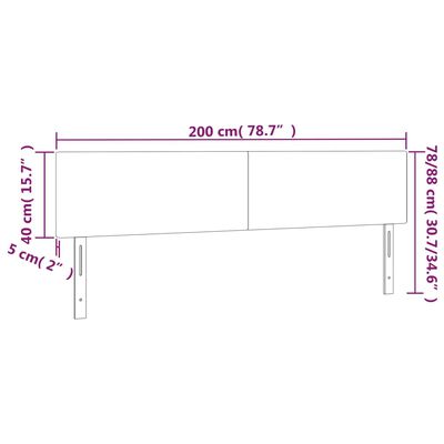 vidaXL LED-voodipeats, must, 200x5x78/88 cm, kunstnahk