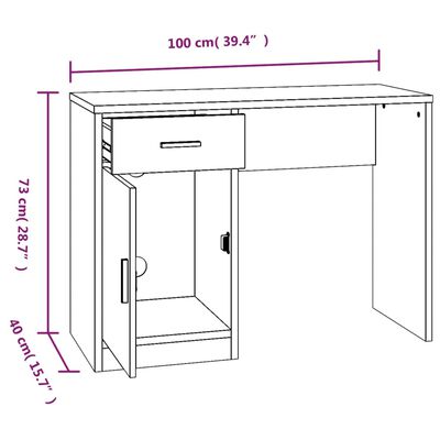 vidaXL kirjutuslaud sahtli ja kapiga, suitsutamm, 100x40x73, tehispuit