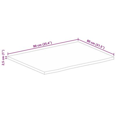 vidaXL lauaplaat, naturaalse servaga, 90 x 80 x 2,5 cm, mangopuit