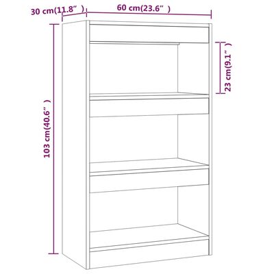 vidaXL raamatukapp, hall Sonoma tamm, 60x30x103 cm, tehispuit