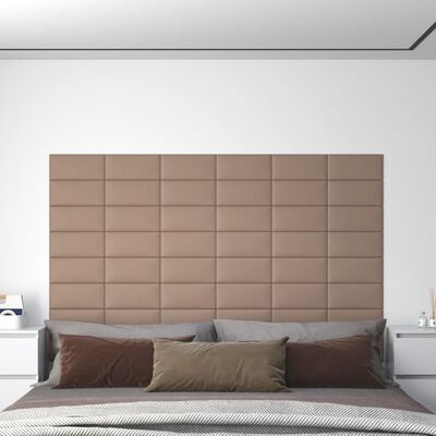 vidaXL seinapaneelid 12 tk, cappuccino, 30 x 15 cm, kunstnahk, 0,54 m²