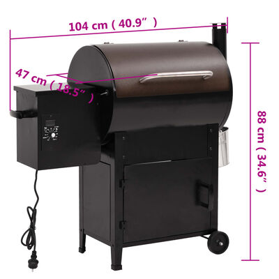 vidaXL korstnaga pelletgrill, must, 104 cm, raud