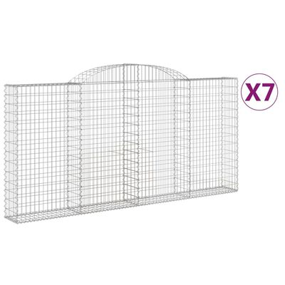 vidaXL kaarekujulised gabioonkorvid 7 tk, 300x30x140/160 cm, raud