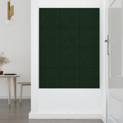 vidaXL seinapaneelid 12 tk, tumeroheline, 30 x 30 cm, samet, 1,08 m²