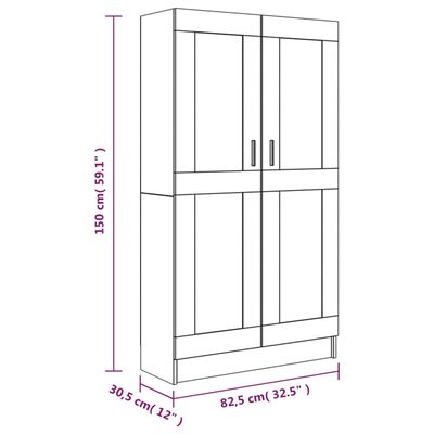 vidaXL raamatukapp, suitsutatud tamm, 82,5 x 30,5 x 150 cm, tehispuit