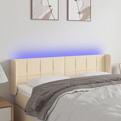 vidaXL LED-voodipeats, kreemjas, 147x16x78/88 cm, kangas