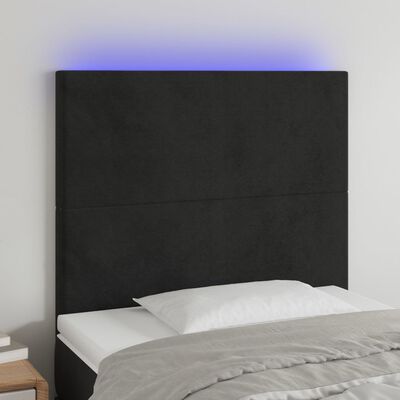 vidaXL LED-voodipeats, must, 100x5x118/128 cm, samet