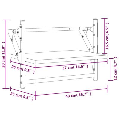 vidaXL lattidega seinariiulid 2 tk, Sonoma tamm, 40 x 25 x 30 cm