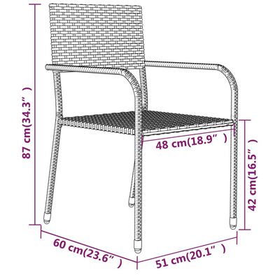 vidaXL 7-osaline aiamööbli komplekt, must