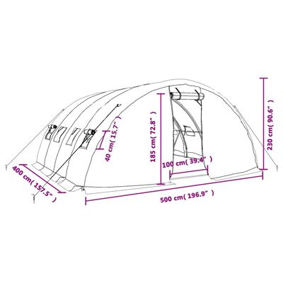 vidaXL kasvuhoone terasraamiga, roheline, 20 m², 5x4x2,3 m