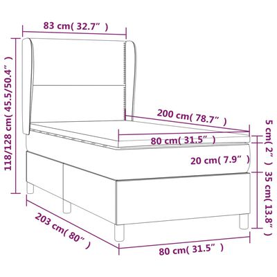 vidaXL kontinentaalvoodi madratsiga, tumesinine, 80x200 cm, samet