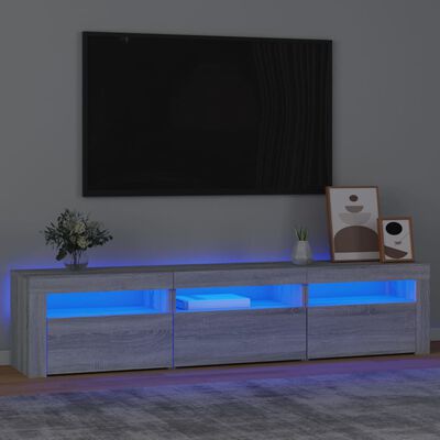 vidaXL telerialus LED-tuledega, hall Sonoma tamm, 180 x 35 x 40 cm