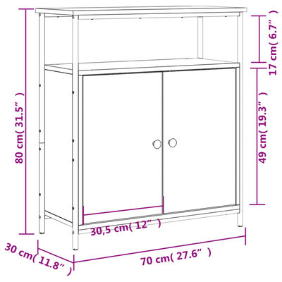 vidaXL puhvetkapp, suitsutatud tamm, 70x30x80 cm, tehispuit