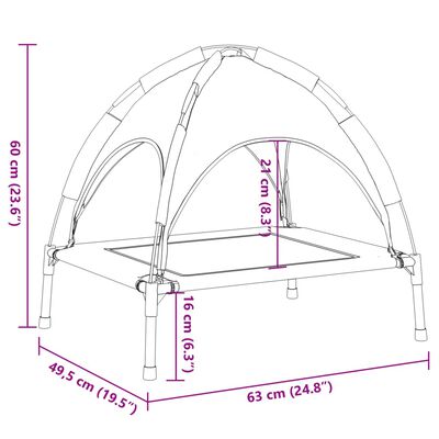 vidaXL varikatusega koeravoodi, antratsiithall, Oxford kangas ja teras