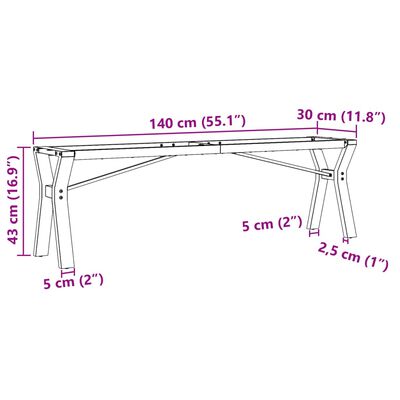 vidaXL kohvilaua jalad, Y-raam, 140 x 30 x 43 cm, malm