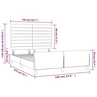 vidaXL voodiraam peatsiga, tumeroheline, 140x190 cm, samet