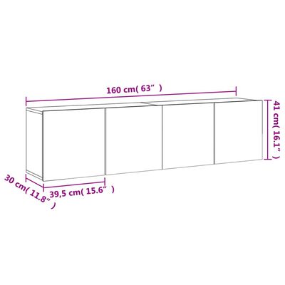 vidaXL seina telerikapid 2 tk, hall Sonoma tamm, 80 x 30 x 41 cm