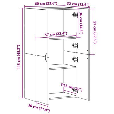 vidaXL dokumendikapp, suitsutatud tamm, 60x32x115 cm, tehispuit