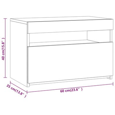 vidaXL öökapp LED-tuledega 2 tk, hall Sonoma tamm, 60x35x40 cm