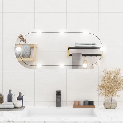 vidaXL seinapeegel LED-tuledega, 35 x 80 cm, klaas, ovaalne
