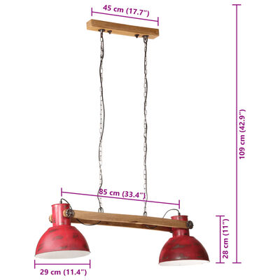 vidaXL laelamp 25 W, kulunud punane, 85 x 28 x 109 cm, E27