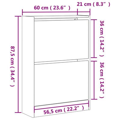 vidaXL jalatsikapp, suitsutatud tamm, 60 x 21 x 87,5 cm, tehispuit